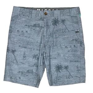 Vissla Shorts Men's 32 Chino 8" Inseam Casual Beach Print Palm Trees Bikini Girl